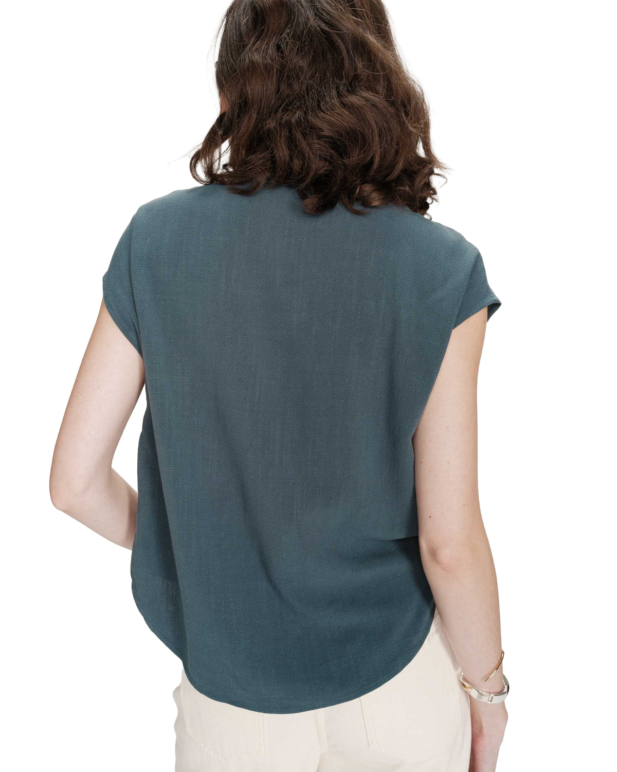 Perez Fluid Short-Sleeved Linen Shirt Emerald Green