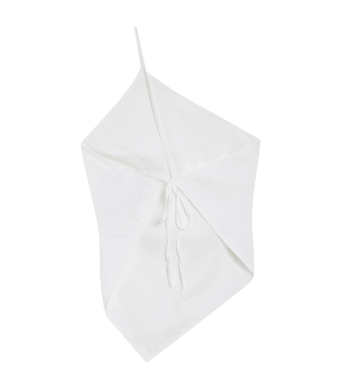 Waiting Asymmetric Embroidered Cotton Halter Top White