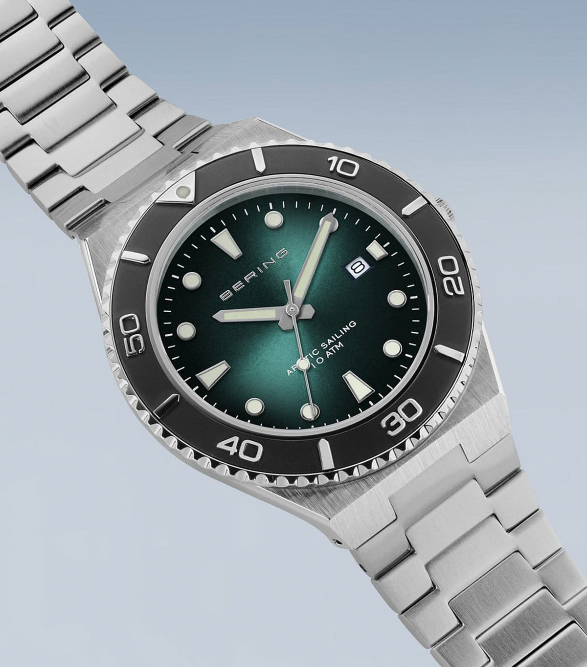 18940-708 Men's Arctic Sailing Steel Quartz Watch Silver/Green