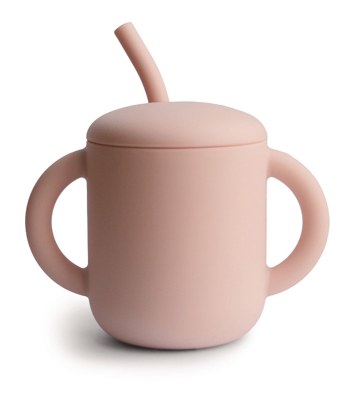 Silicone Training Cup with Straw Blush