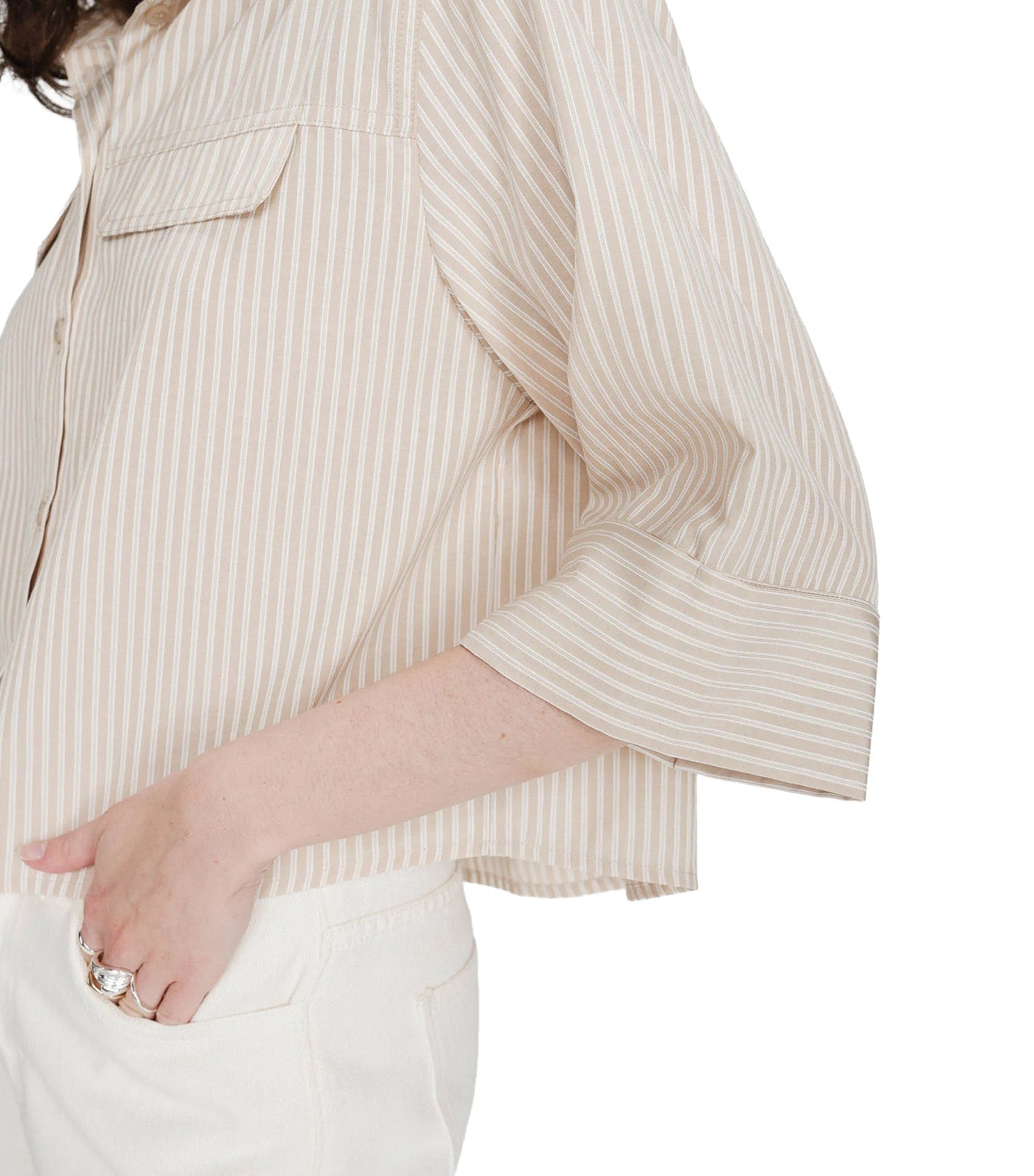 Voice Short Striped Shirt Sand