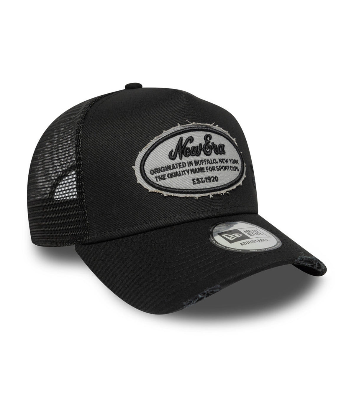 Oval Logo Canvas Distress 9FORTY E-Frame Trucker Snapback Cap Black