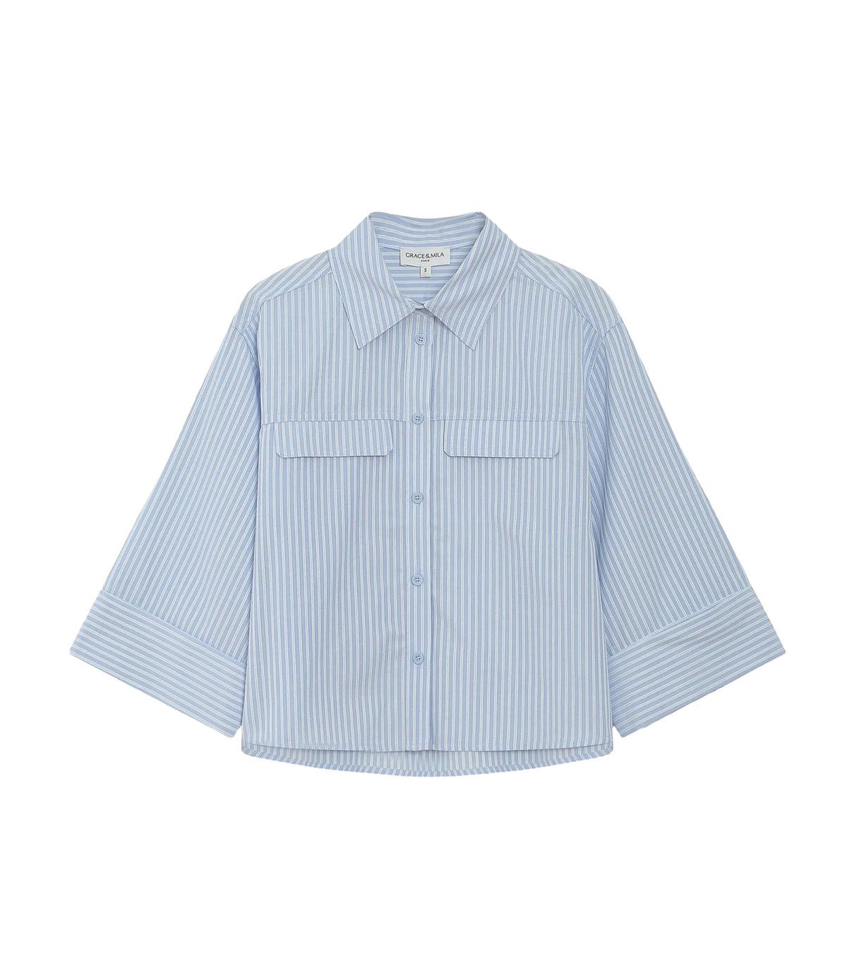 Voice Short Striped Shirt Sky Blue