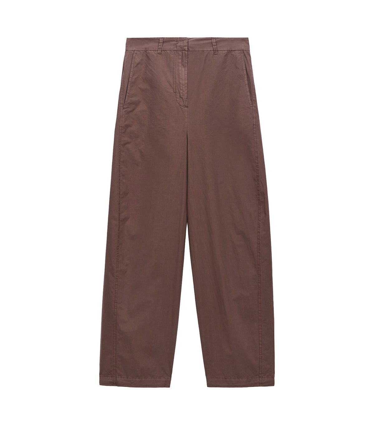 Organic Cotton Barrel Fit Trousers Brown