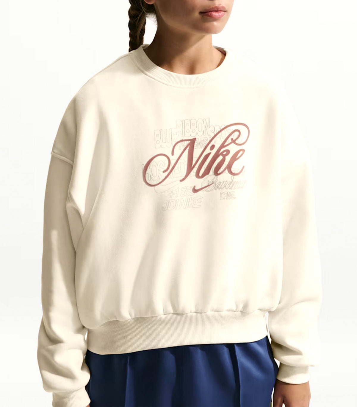 Sportswear Club Fleece Older Kids' Girls' Boxy Crew-Neck Sweatshirt Soft Pearl