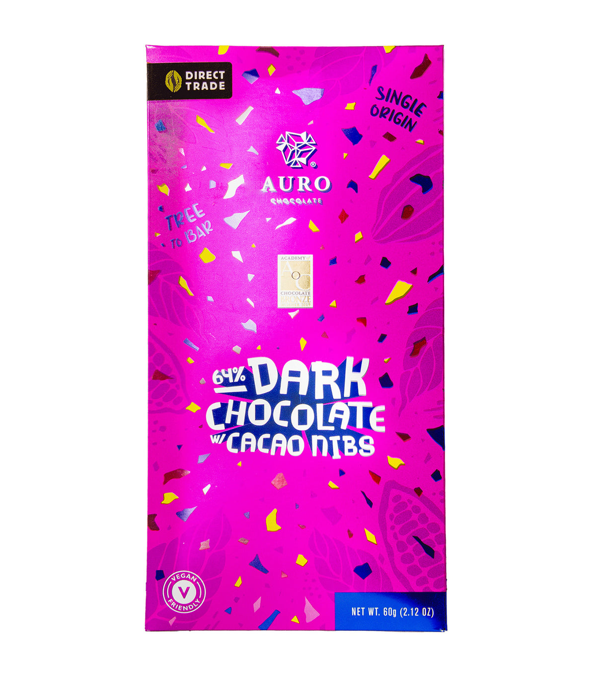 64% Dark Chocolate w/ Nibs 60g