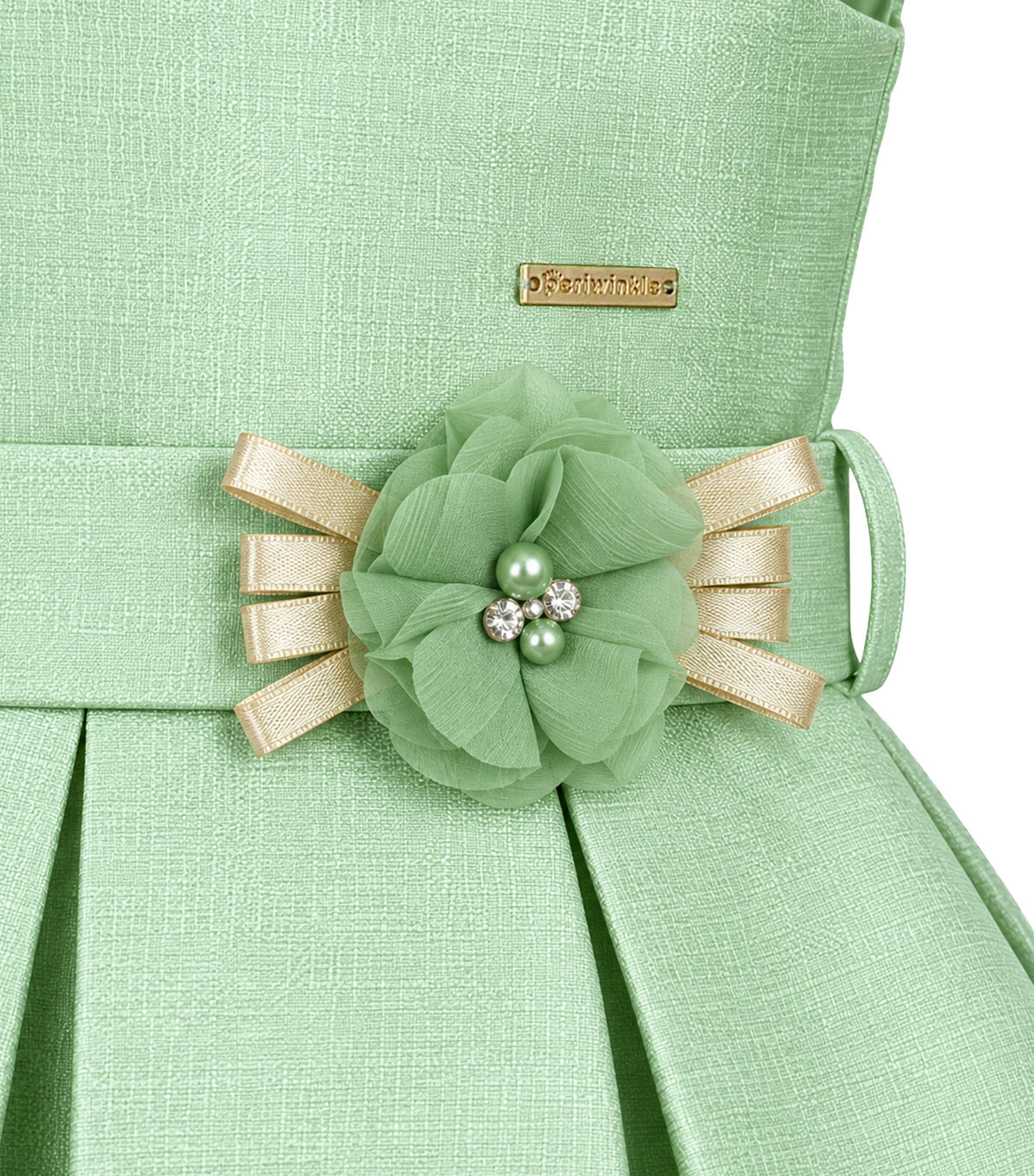 April Girls Tiered Party Dress Green