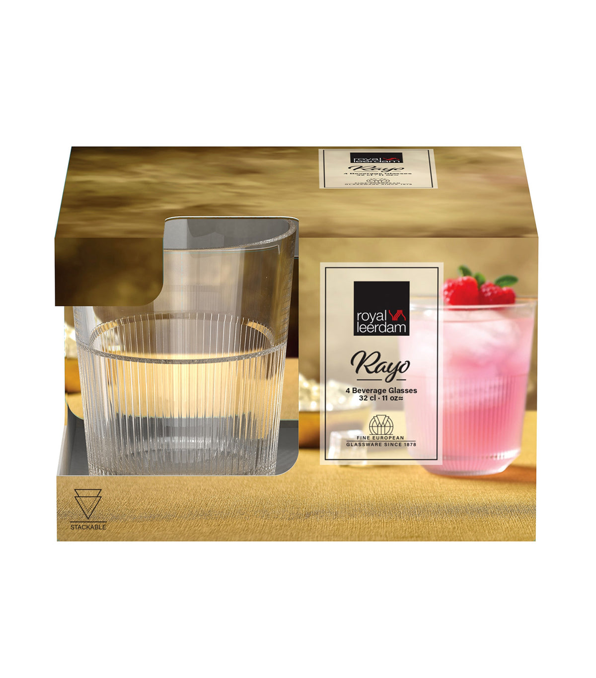 Rayo Beverage Glass 32cl Set of 4 Transparent