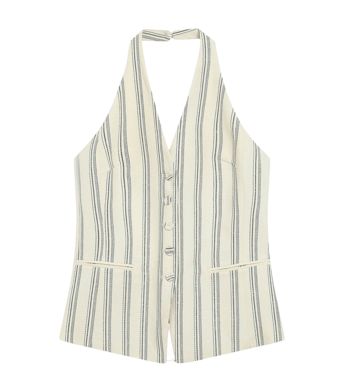 Winika Striped Backless V-Neck Tailored Waistcoat
