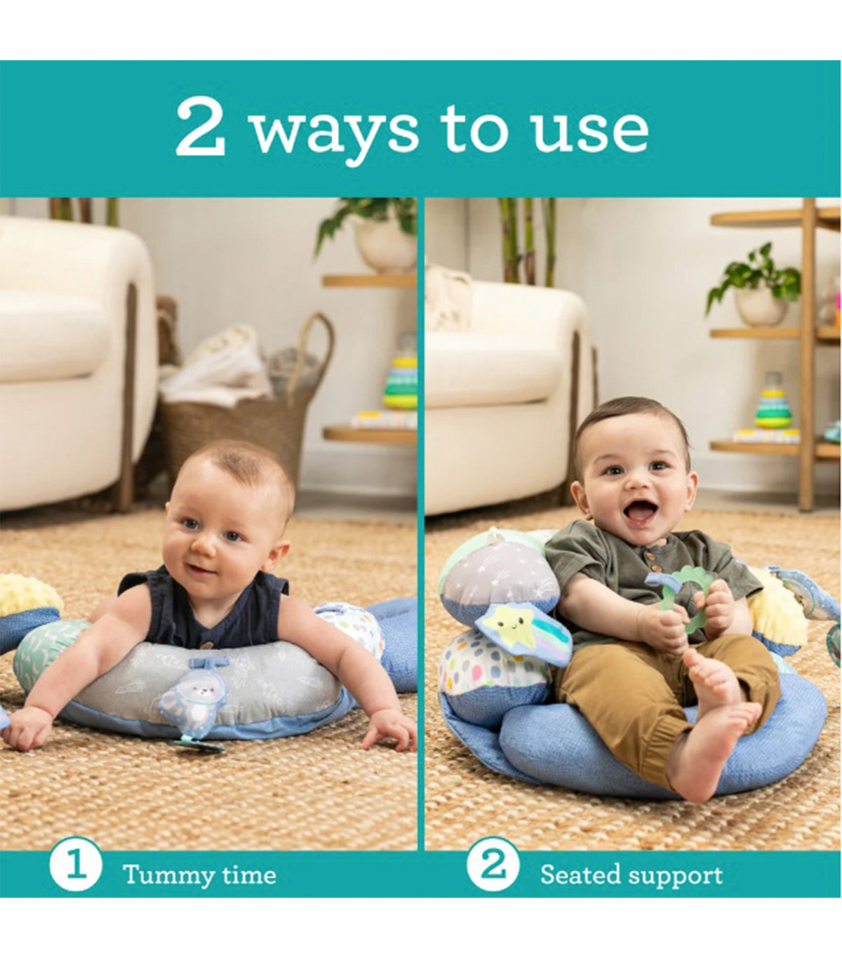 2-in-1 Tummy Time and Seated Support Blue