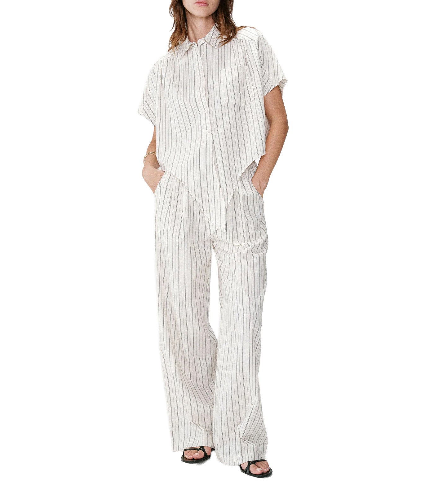 Weston Striped Linen and Tencel Loose-Fit Trousers Sand