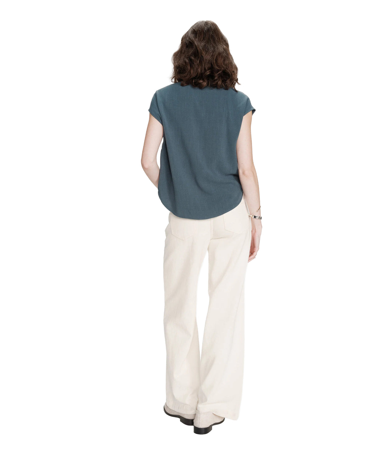 Perez Fluid Short-Sleeved Linen Shirt Emerald Green