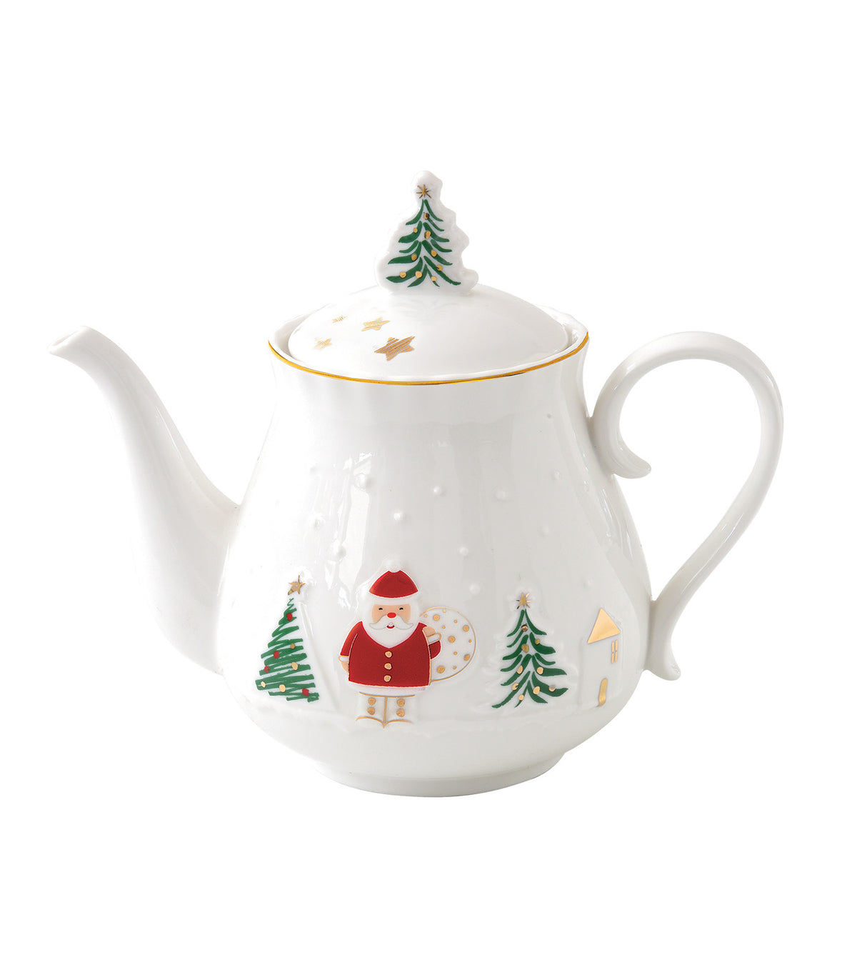 Let It Snow Porcelain Teapot with Embossed Design