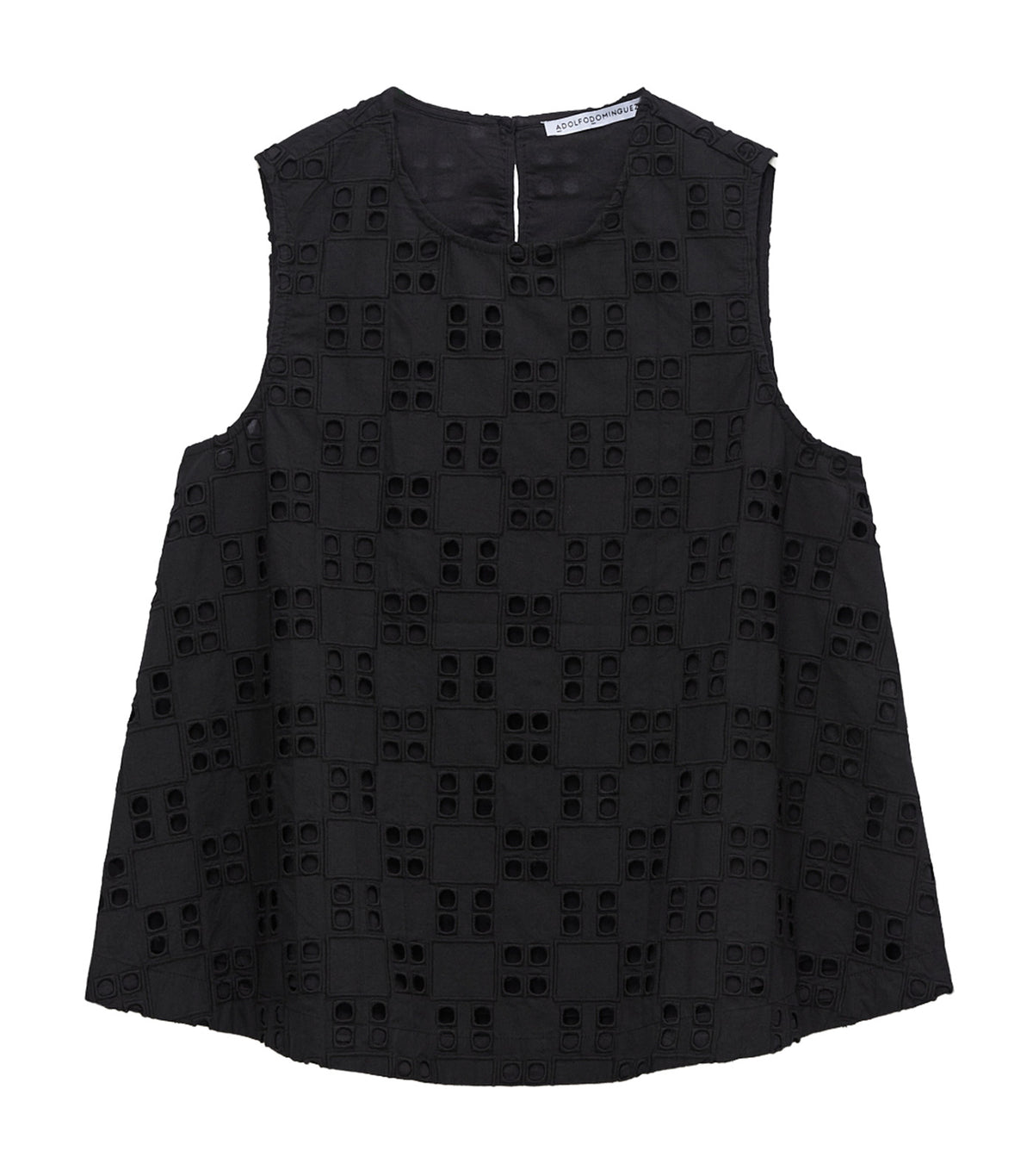 Poplin Top With English Embroidery Black