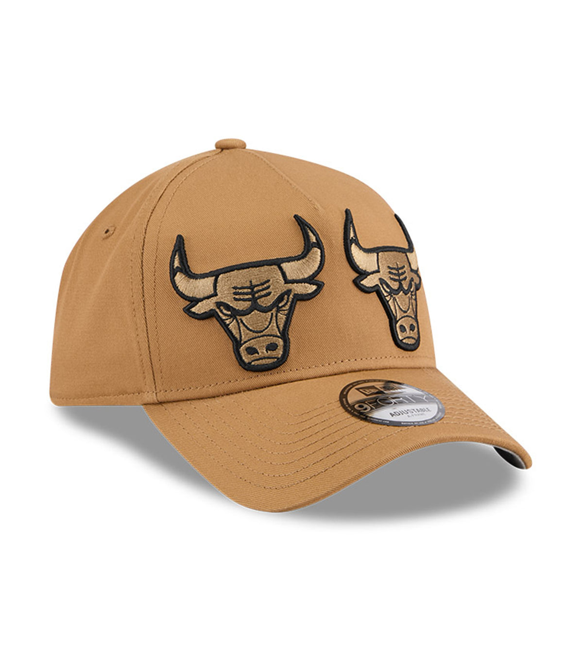 Chicago Bulls Double Logo 9FORTY A-Frame Snapback Cap Wheat