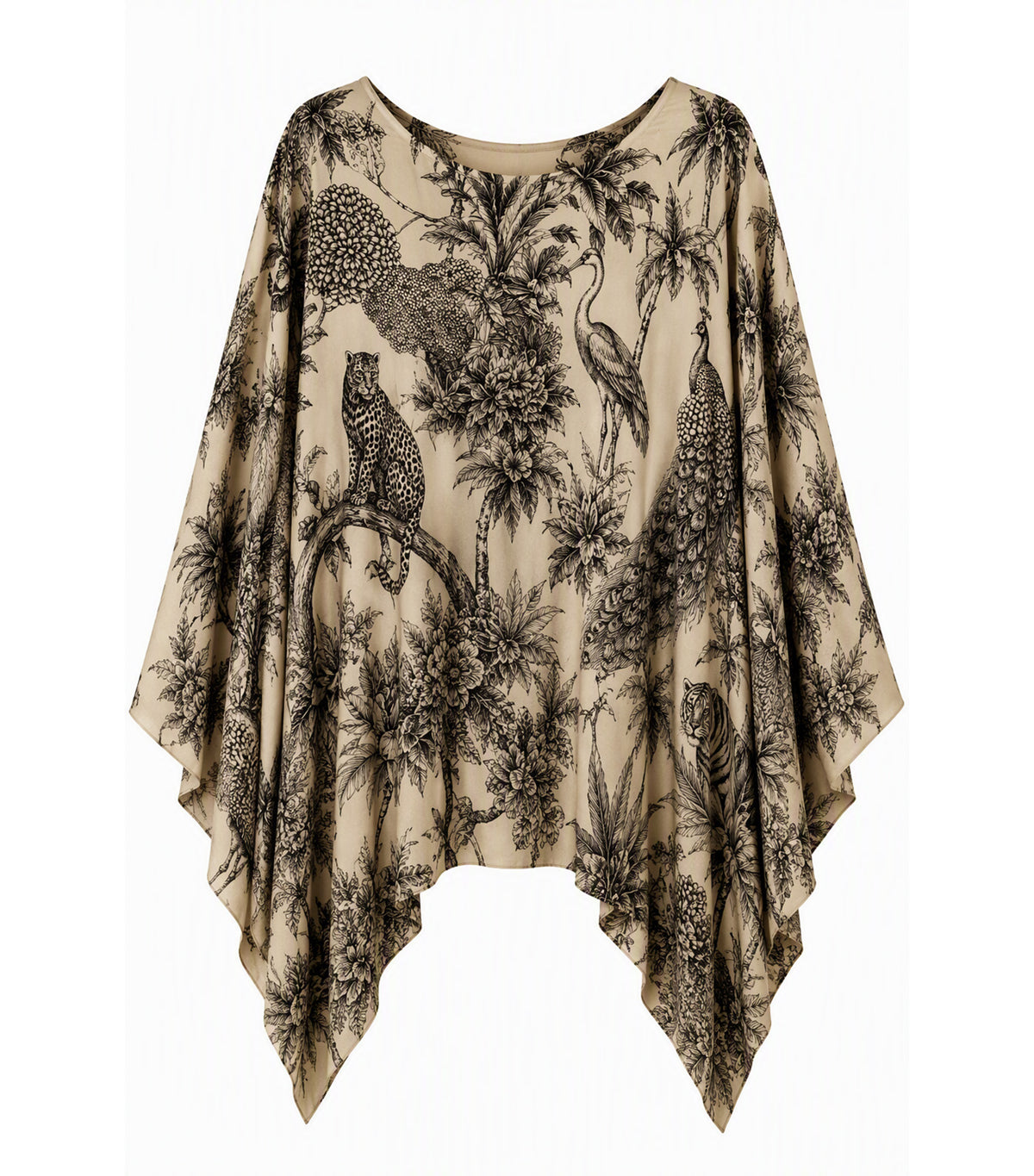Tropical Print Overlay Blouse