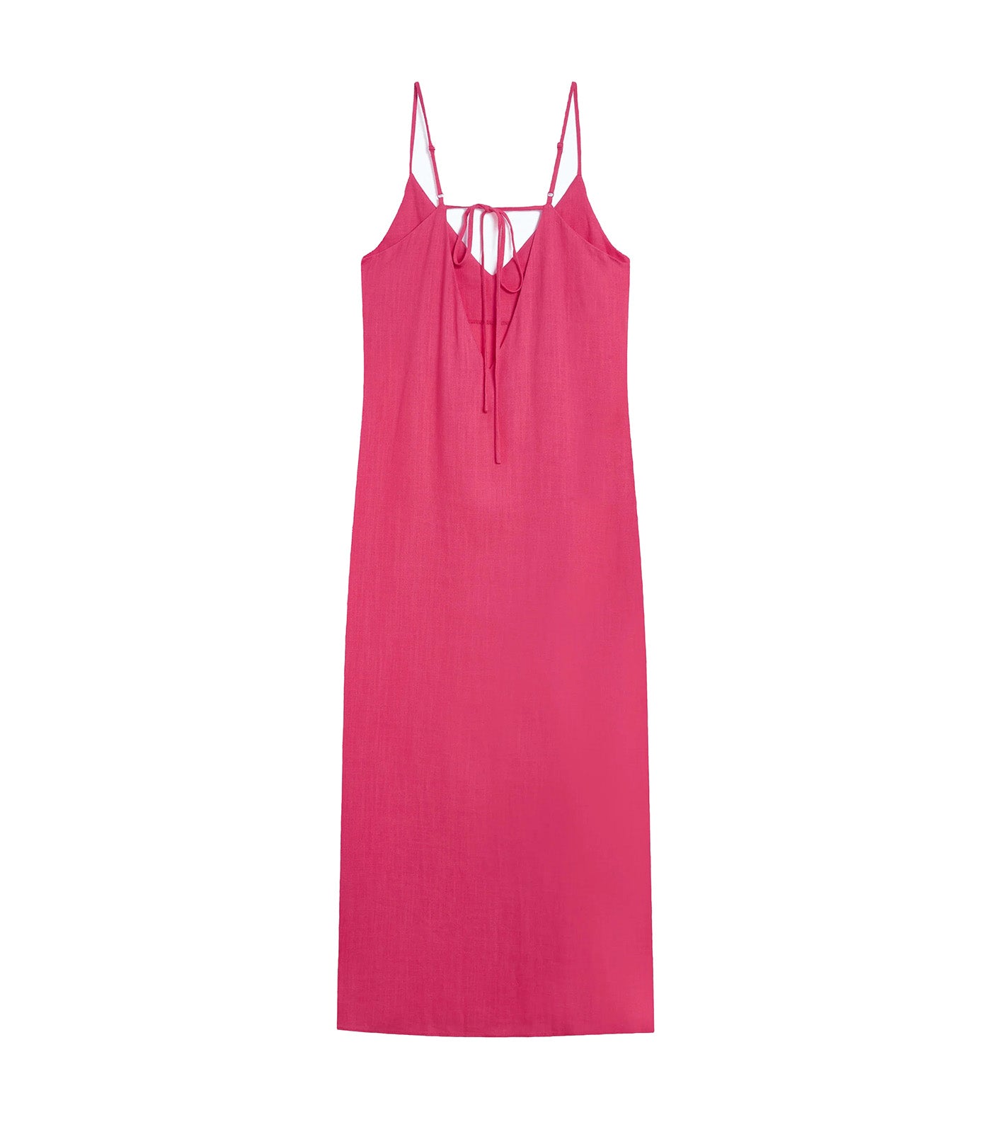 Wendra V-Neck Linen Maxi Dress Fuchsia