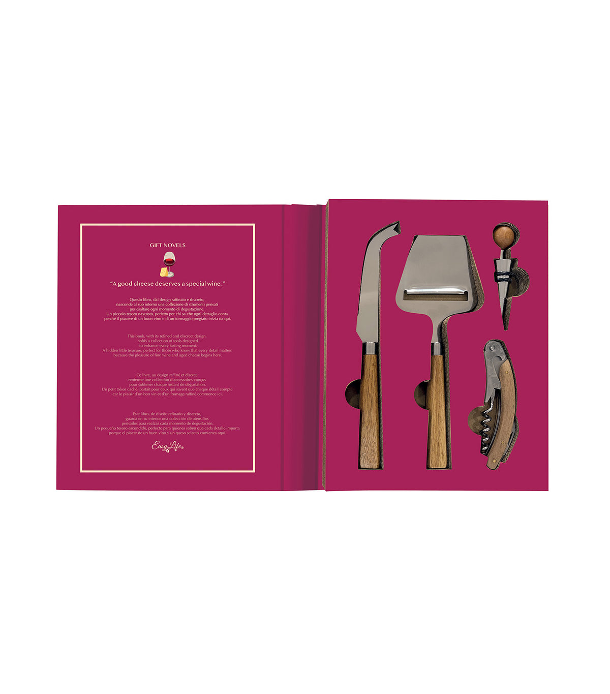 Gift Novels A Good Cheese Deserves a Special Wine 4-Piece Multicolor Multicolored