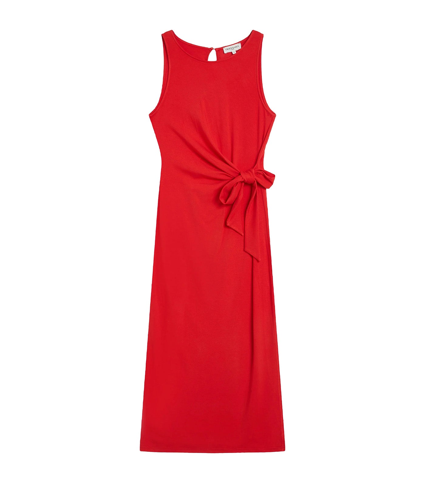 Wyla Draped Long Dress with Tie Waist Red