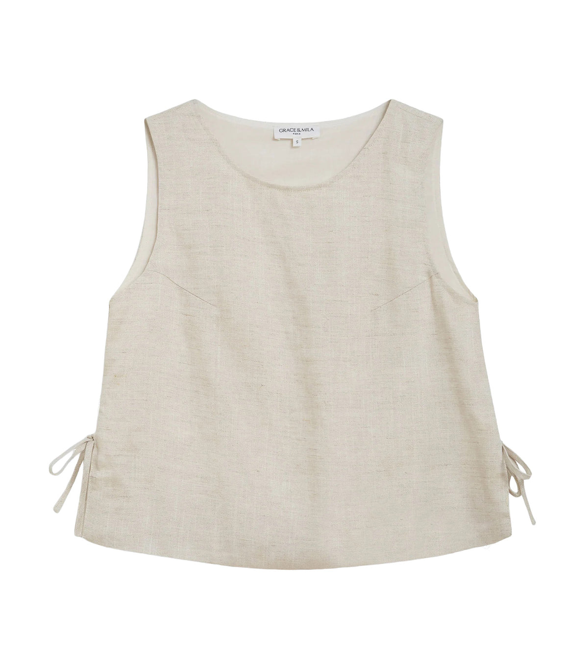 Wesca Straight-Cut Sleeveless Tie-Front Top Sand