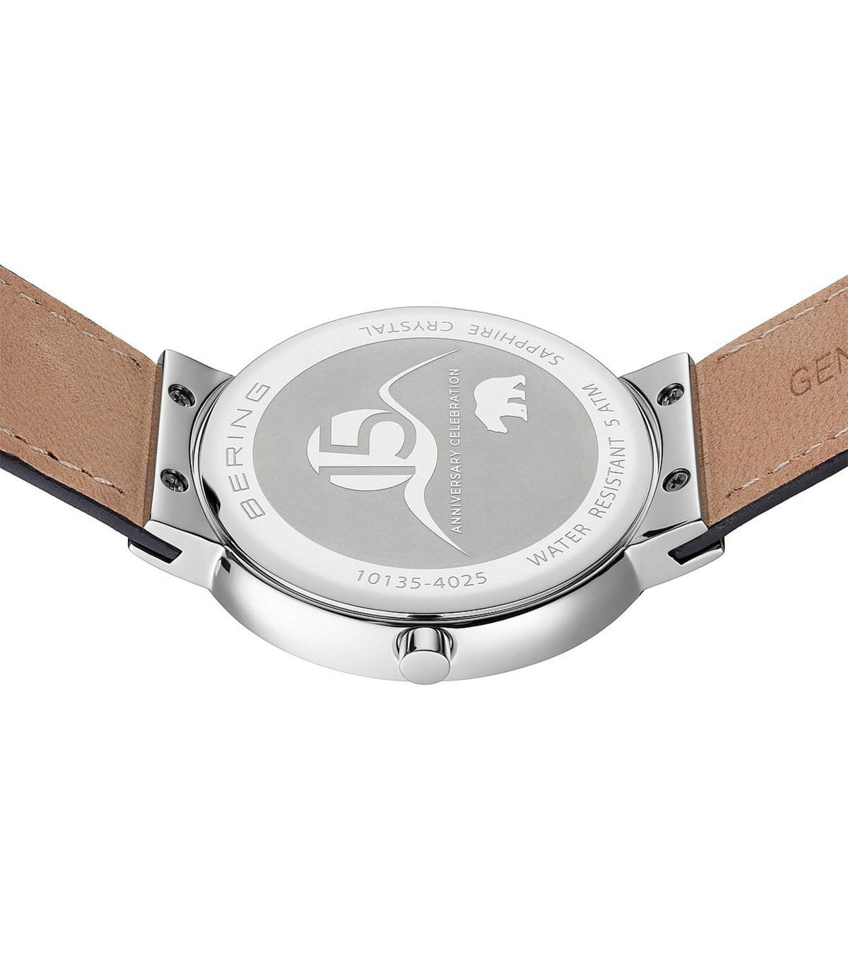 10135-4025 Women's Calfskin Strap Watch Silver/Black