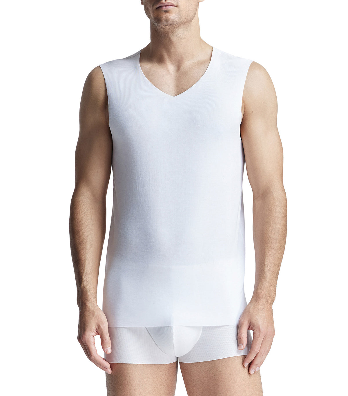 Seamless Wide Shoulder Tank Top White