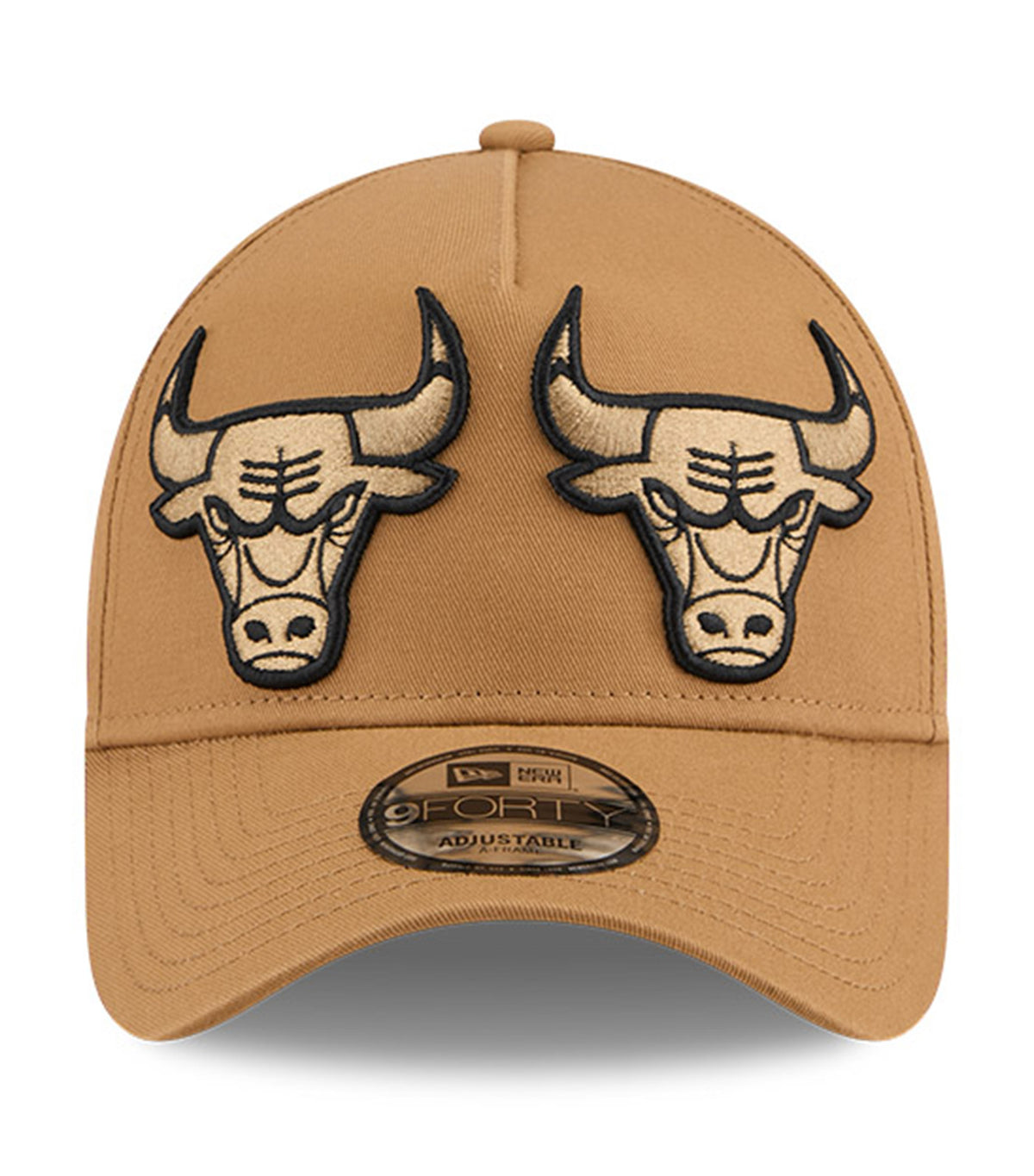 Chicago Bulls Double Logo 9FORTY A-Frame Snapback Cap Wheat