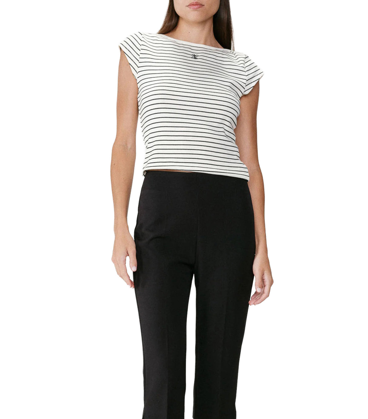 Where Fitted 7/8-Length Capri Trousers Black