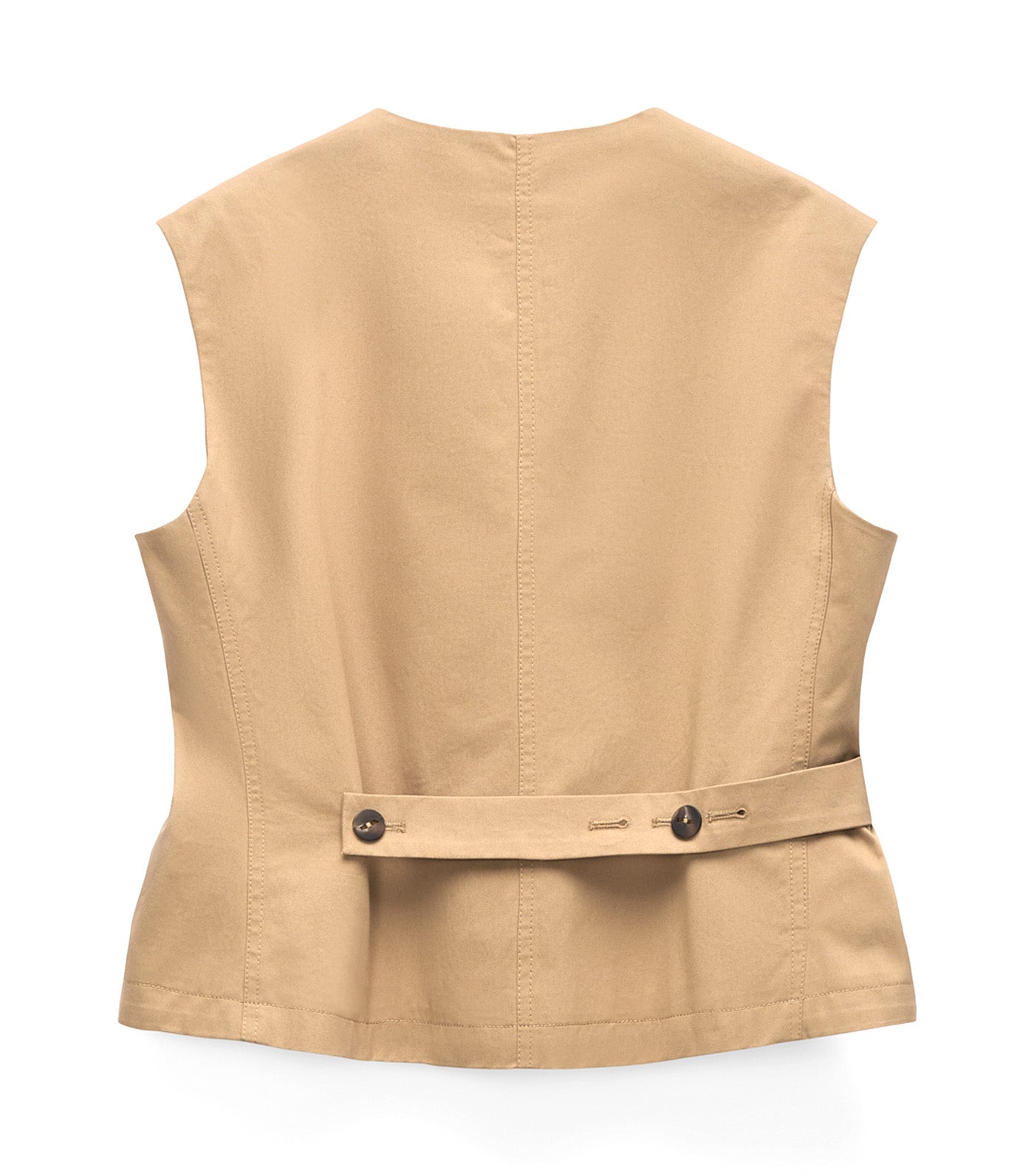 Adolfo Dominguez Organic Cotton Tailored Vest with Tab Camel