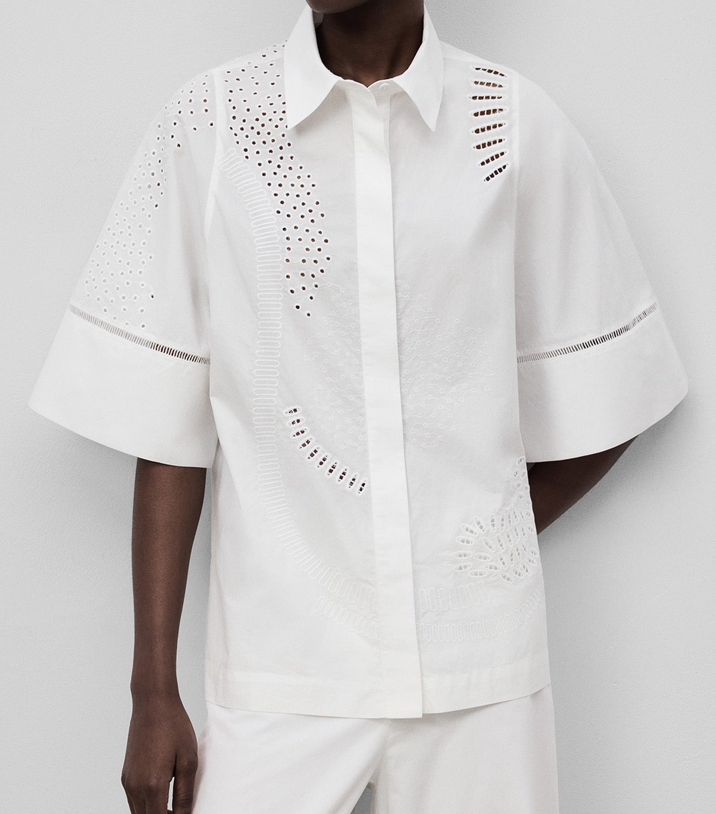 Embroidered Loose Shirt for Women White