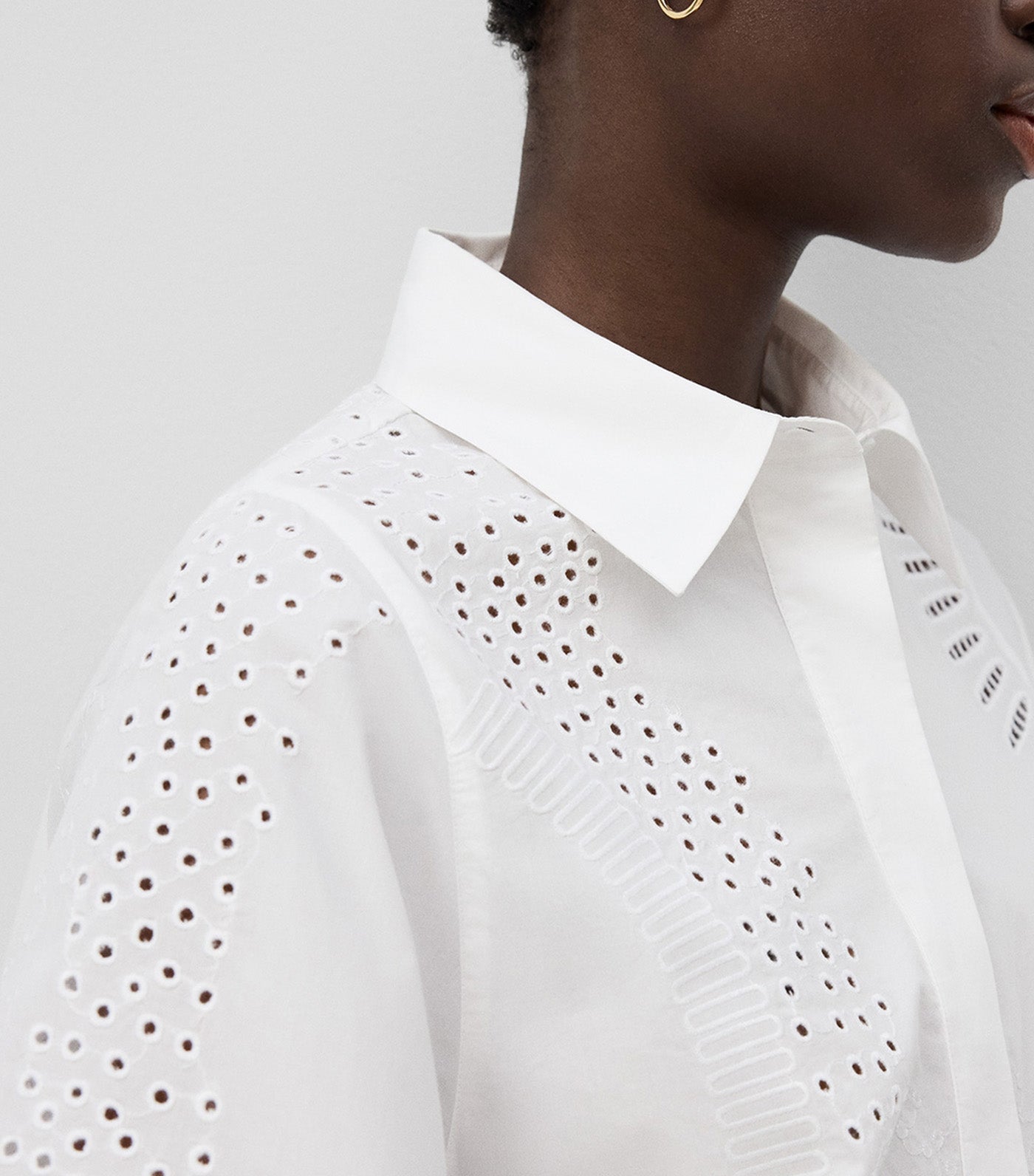 Embroidered Loose Shirt for Women White