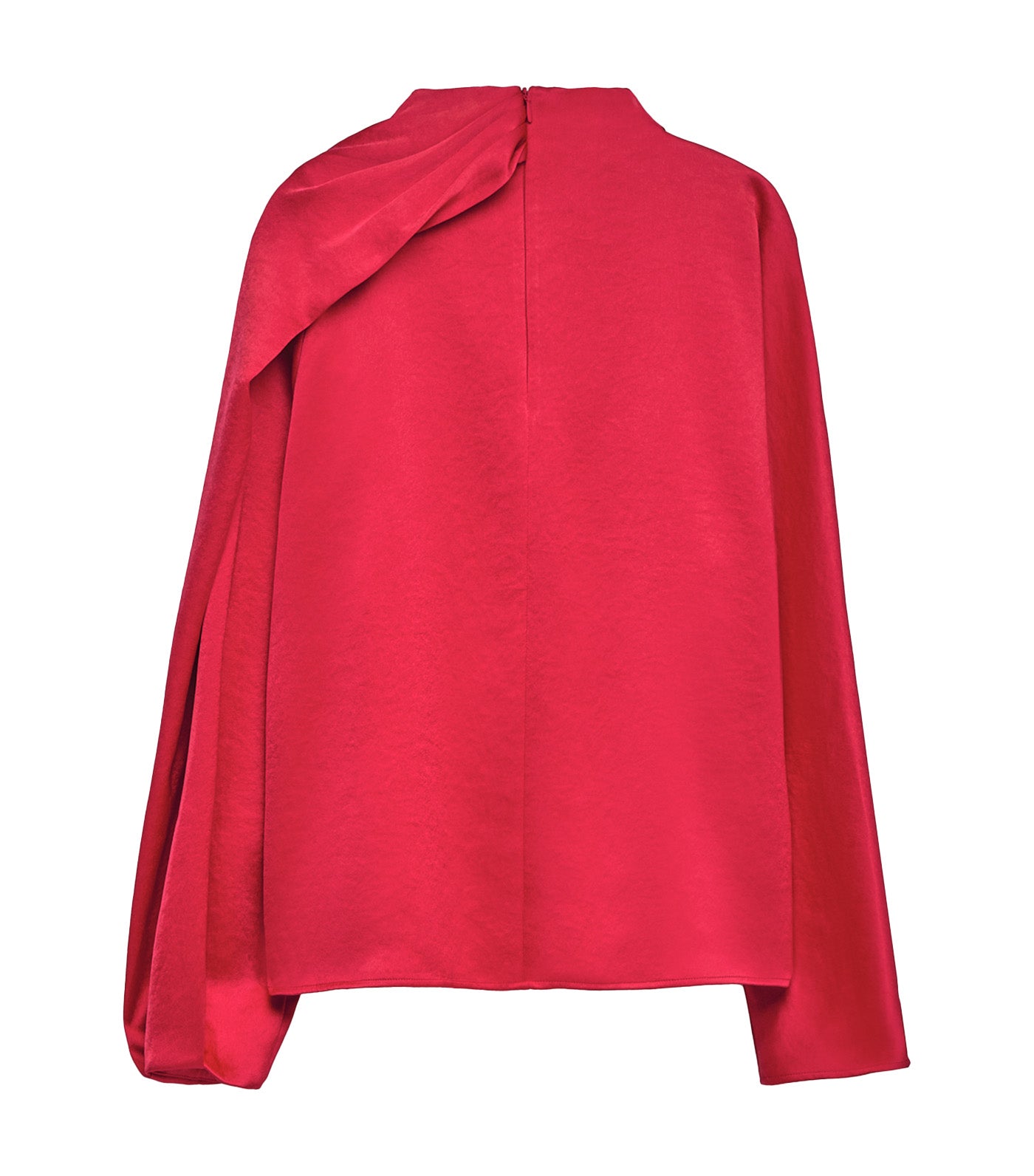 Draped Collar Satin Top Fuchsia