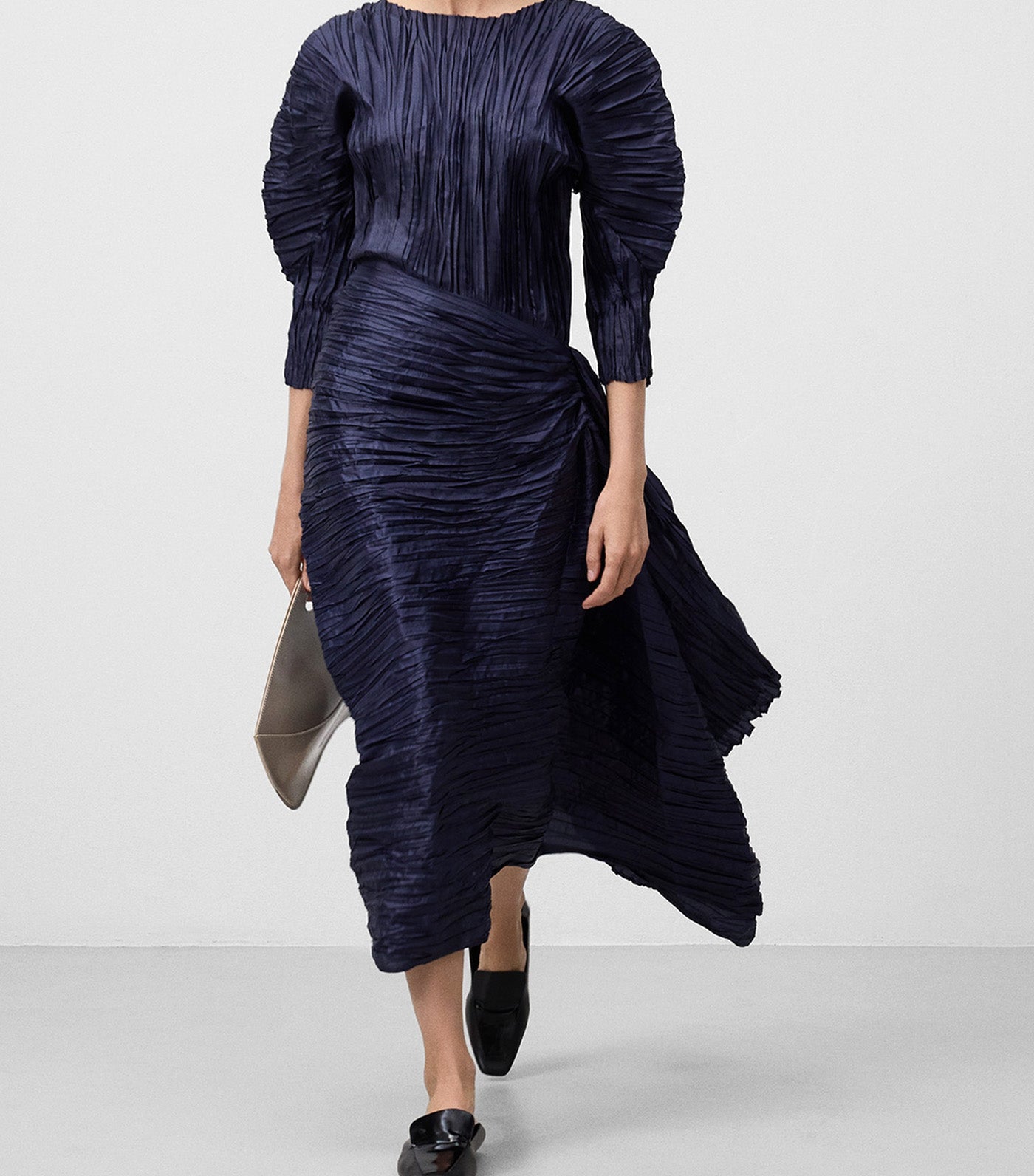 Crinkle Top Navy Blue