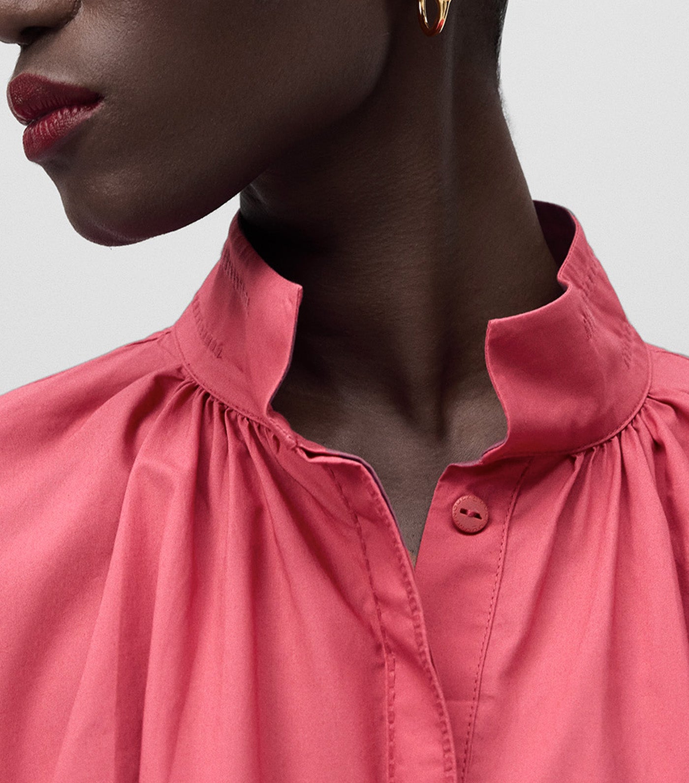 Gathered Loose Shirt Pink