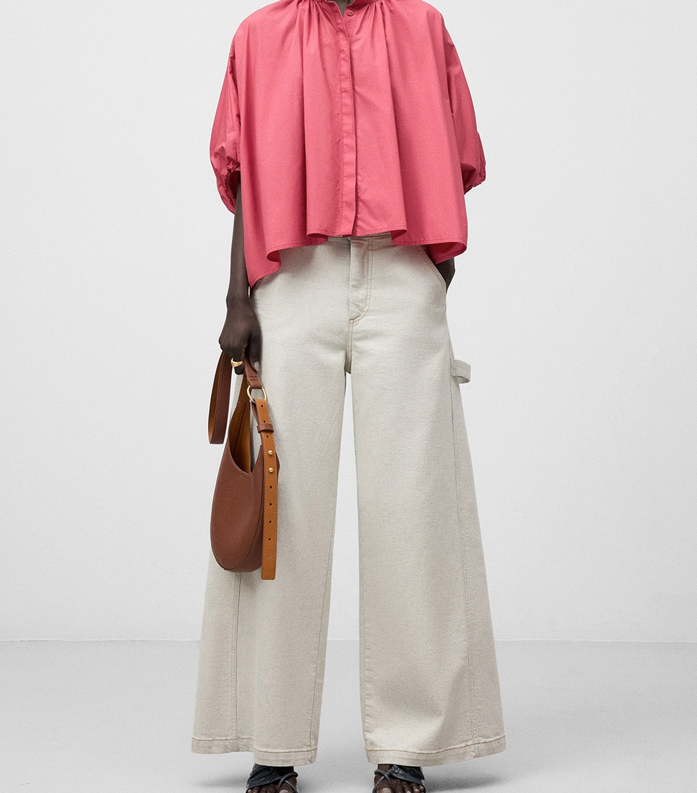 Gathered Loose Shirt Pink