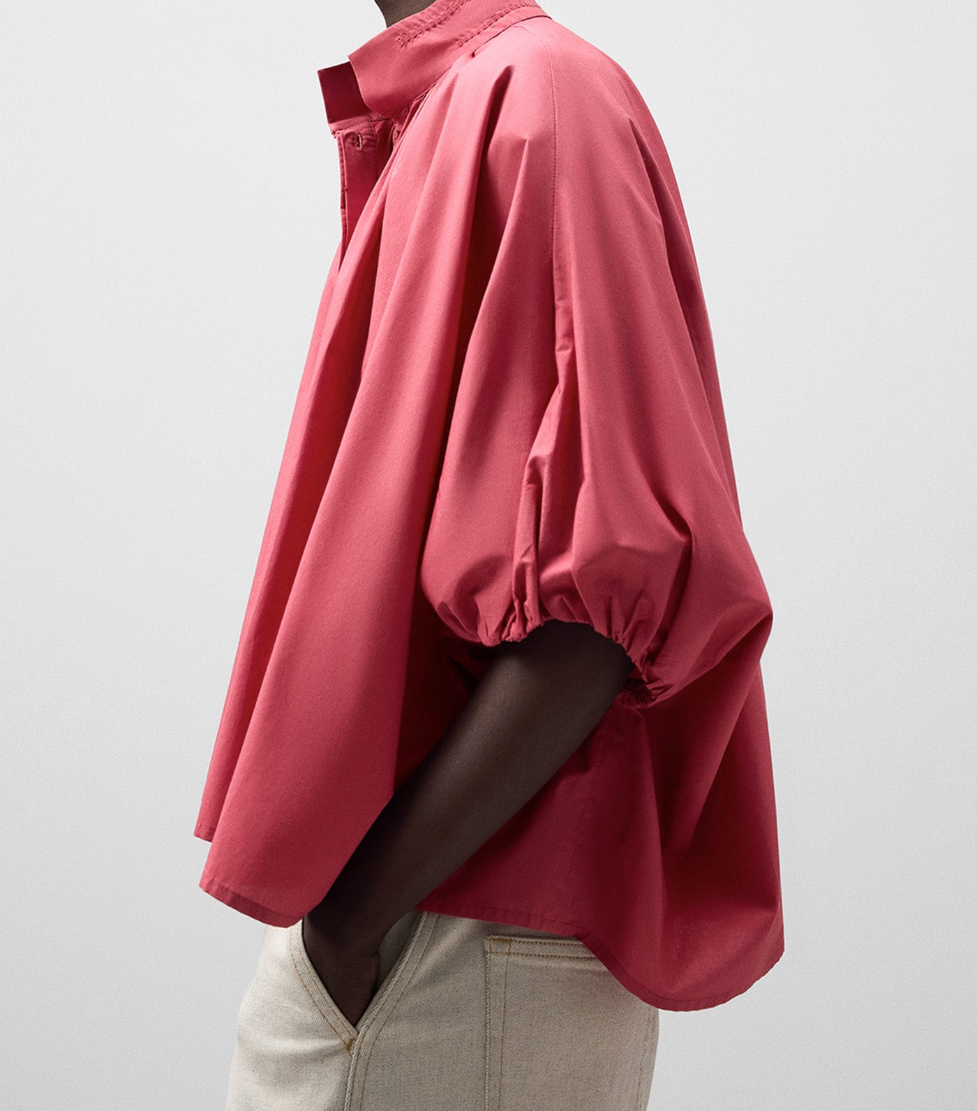 Gathered Loose Shirt Pink