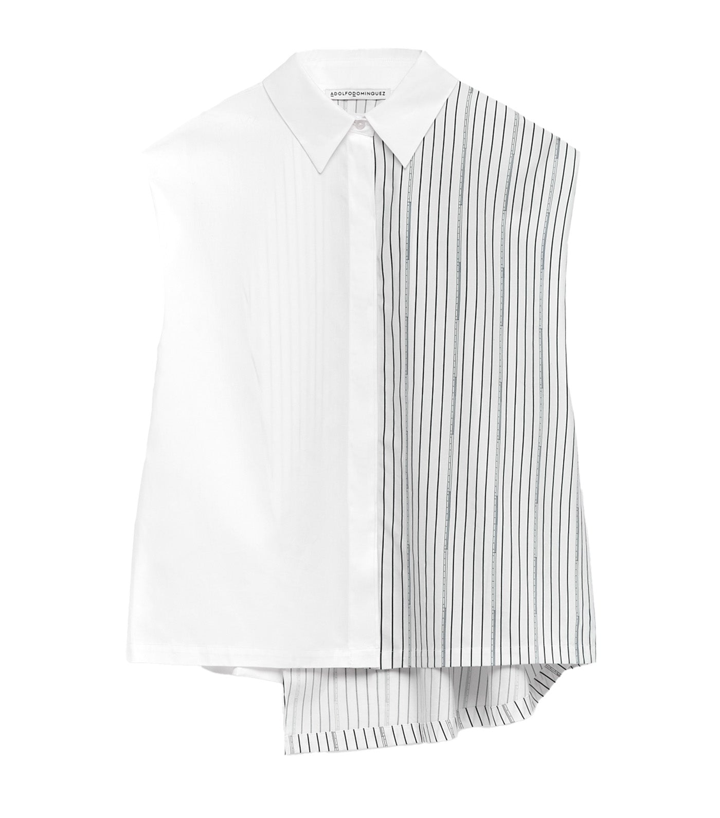 Organic Cotton Asymmetrical Shirt White/Navy