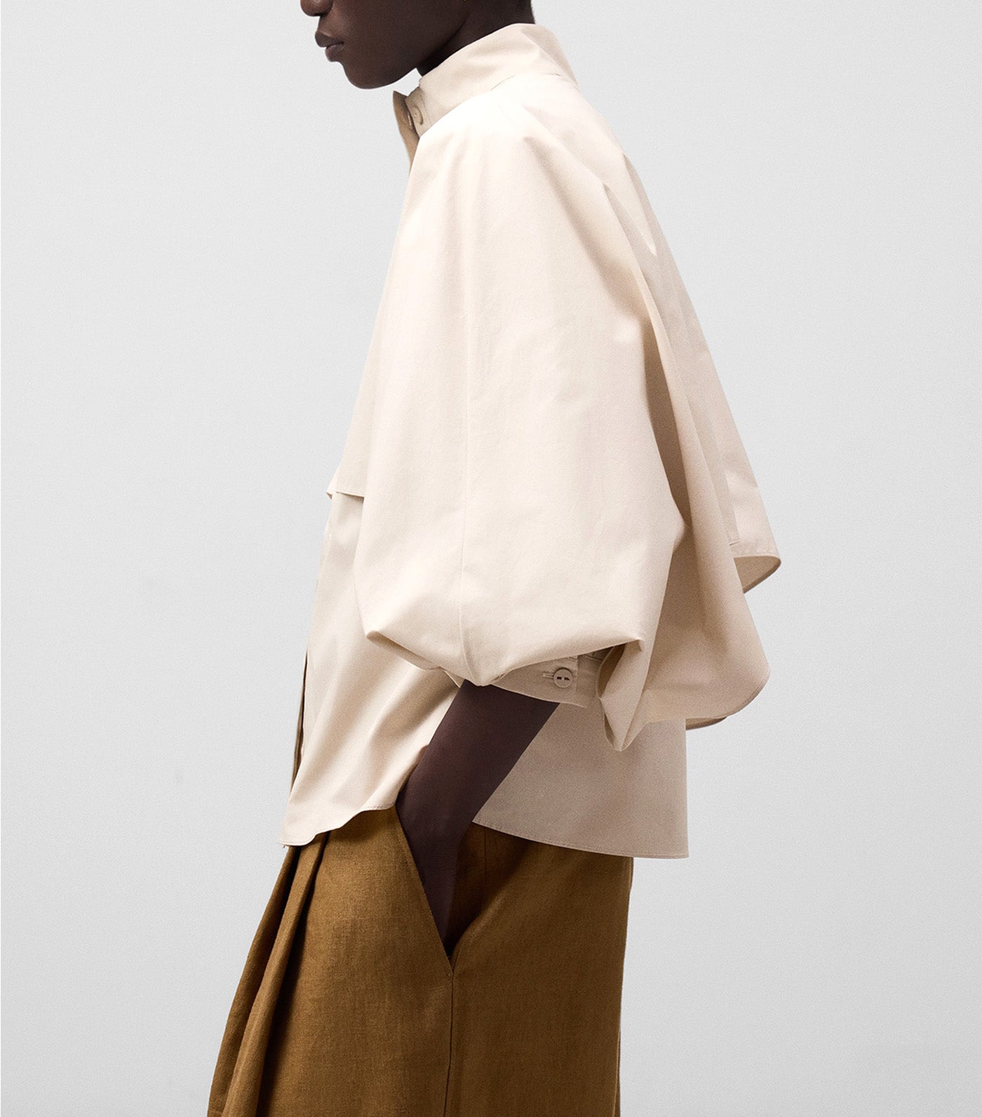 Straight Shirt with Capelet Sand