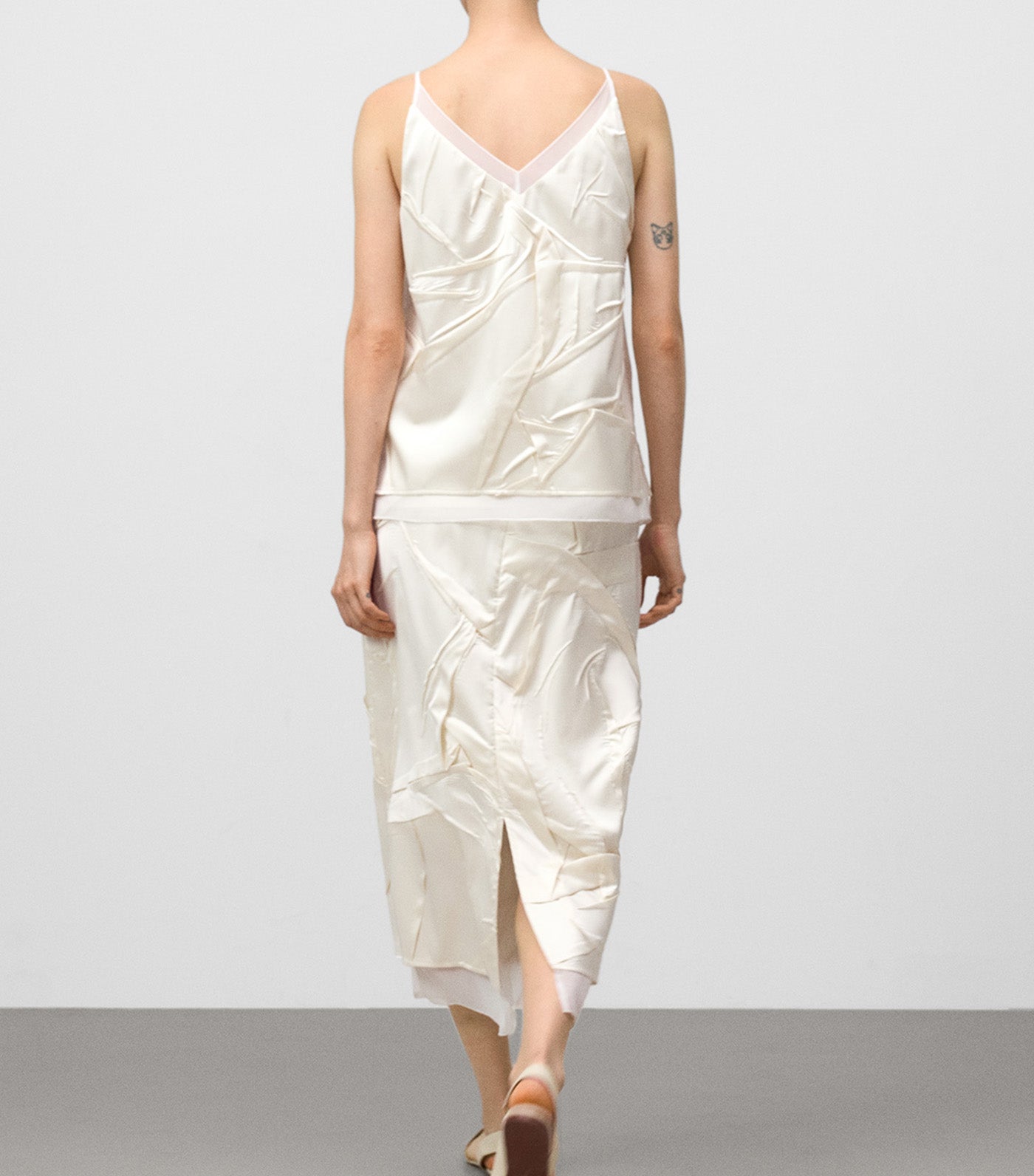 Adolfo Dominguez Mixed-Fabric Skirt Ecru