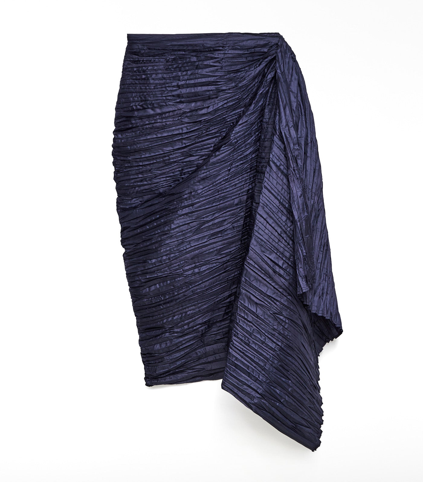 Crinkle Skirt with Side Volume Navy Blue