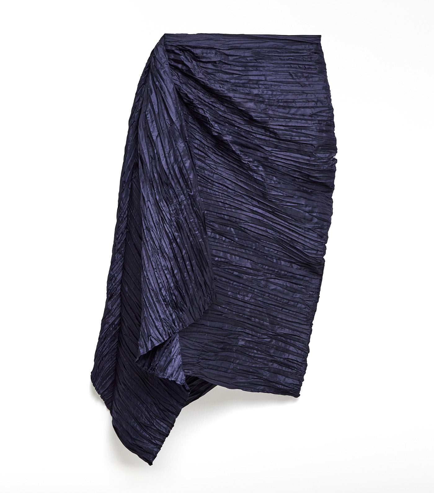 Crinkle Skirt with Side Volume Navy Blue