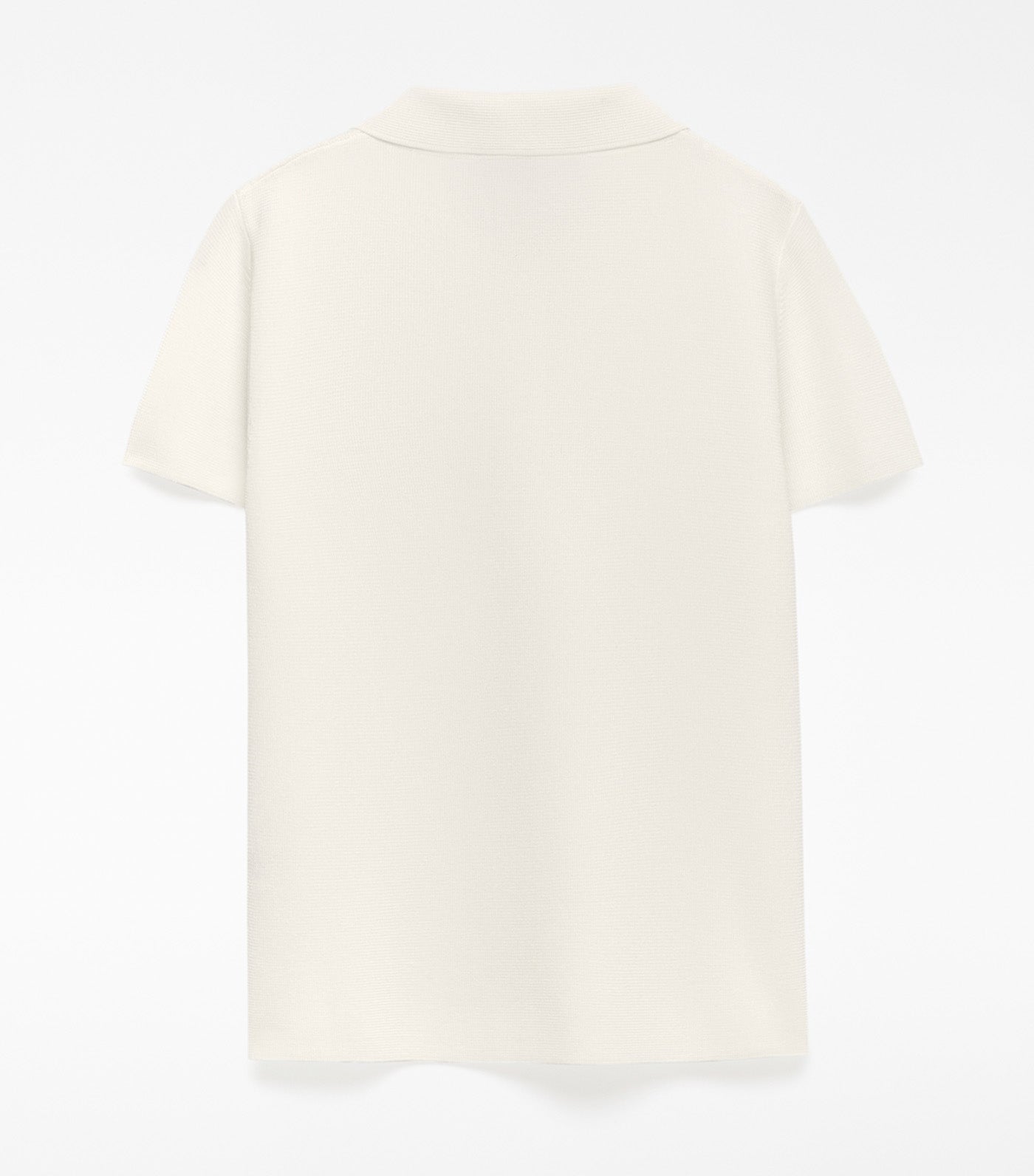 Knit Short Sleeve Polo Shirt Ecru