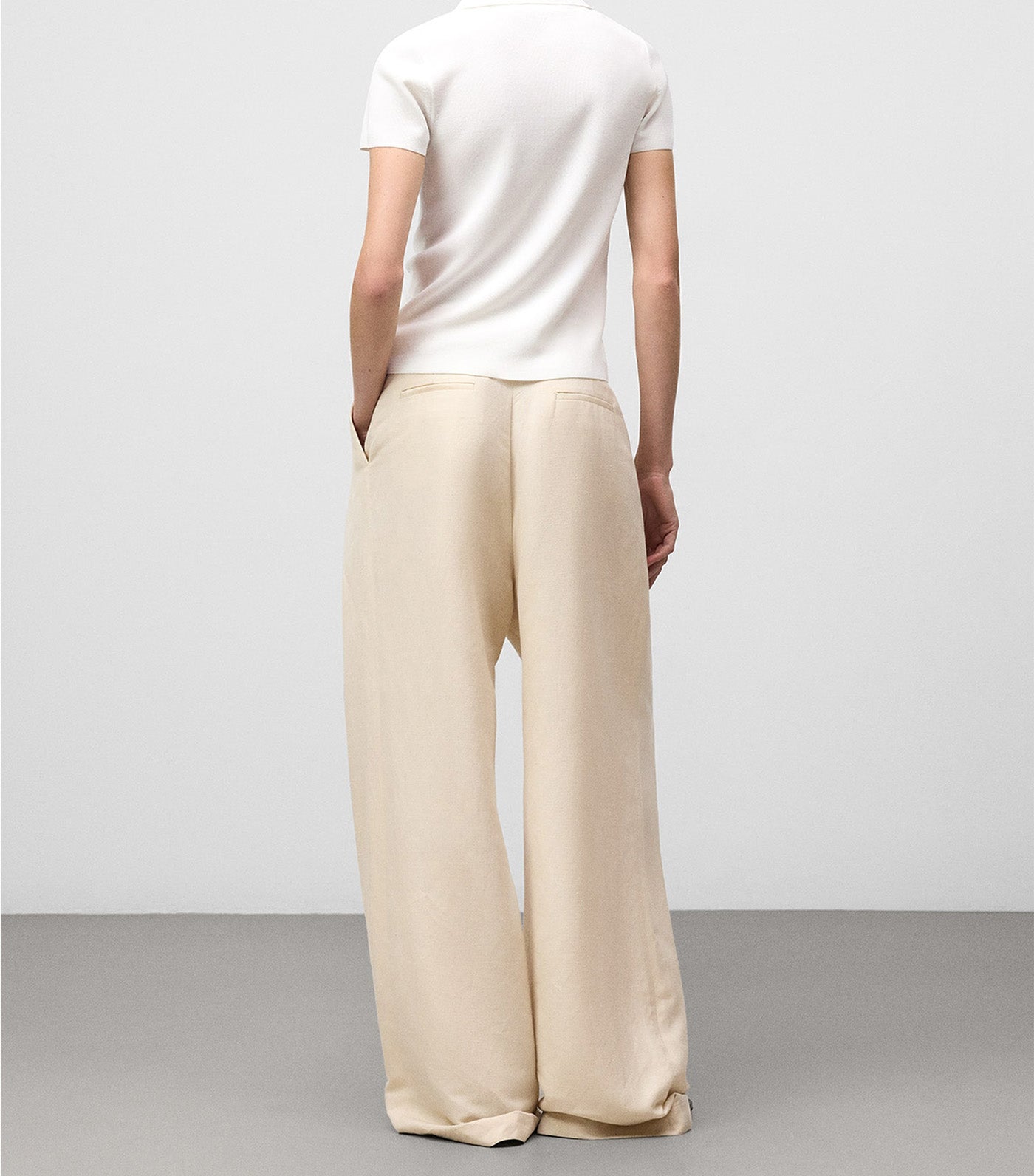 Knit Short Sleeve Polo Shirt Ecru