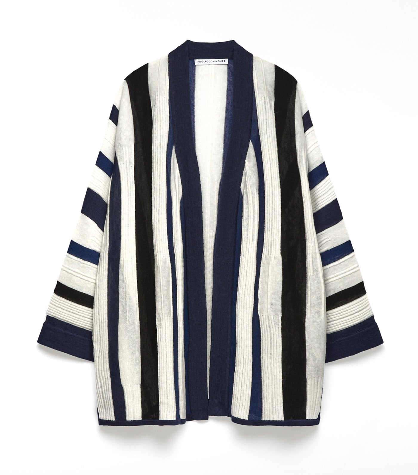 Striped Structured Knit Jacket White/Blue Stripe