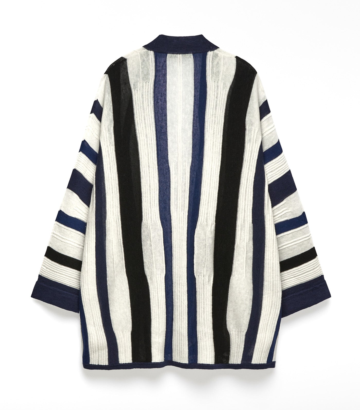 Striped Structured Knit Jacket White/Blue Stripe