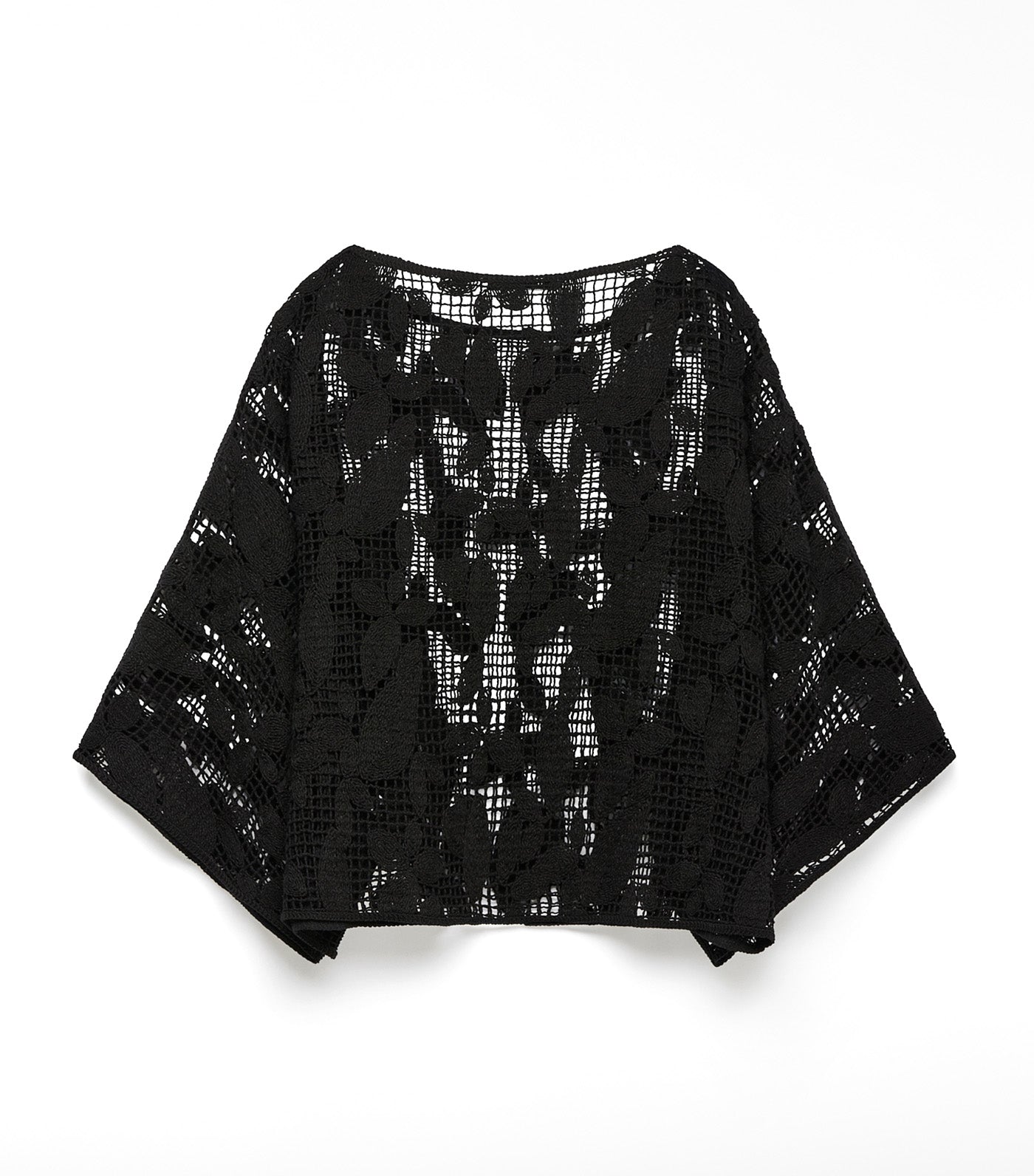 Lece-Knit Vest with Leaves Detail Black