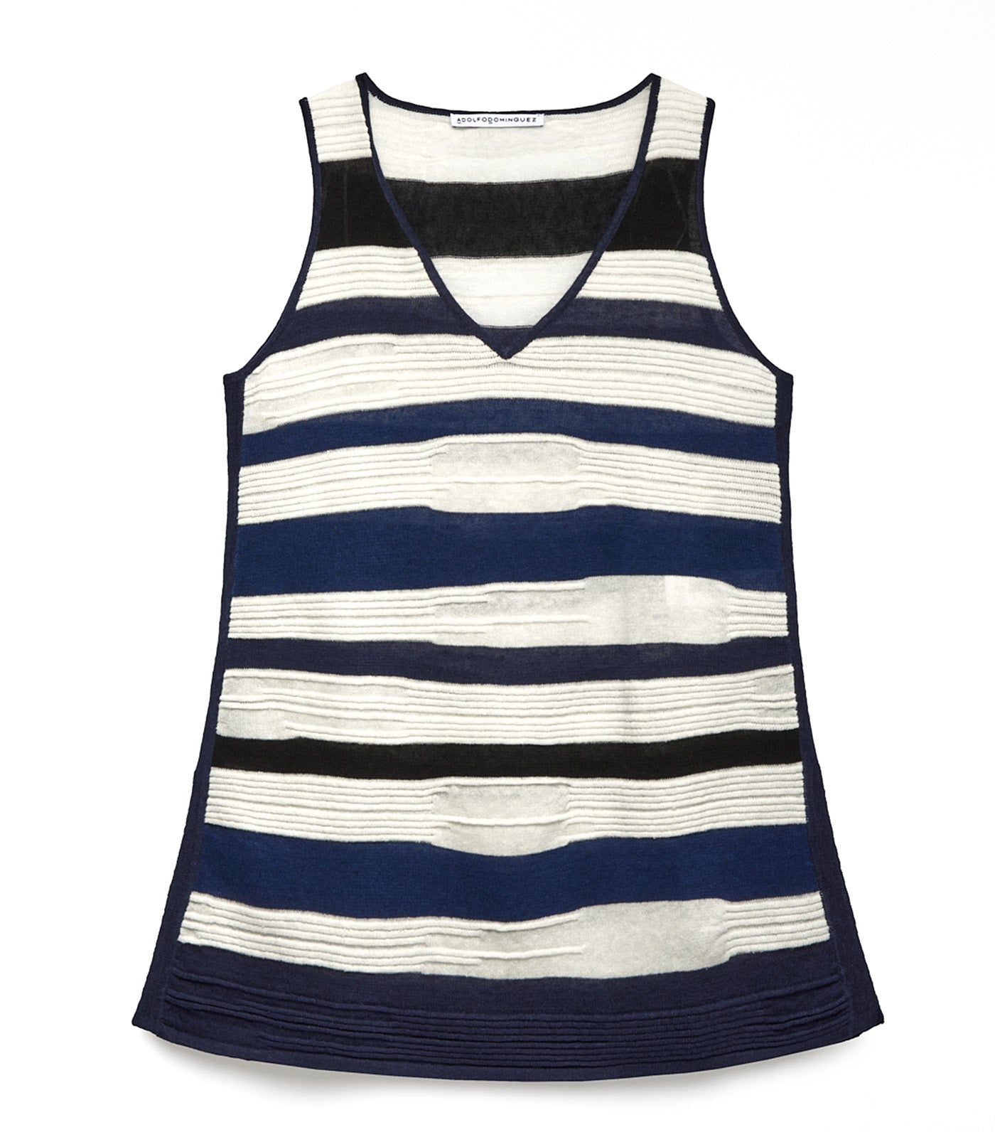 Striped Structured Knit Top White/Blue Stripe