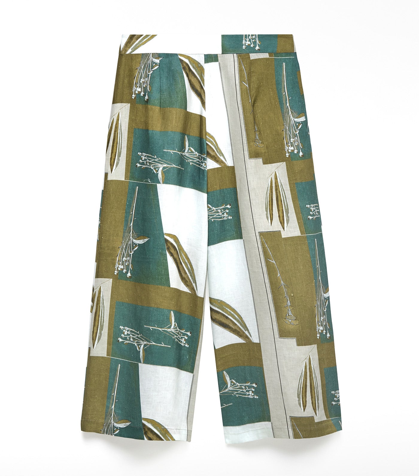 European Linen Printed Trousers Flower Print