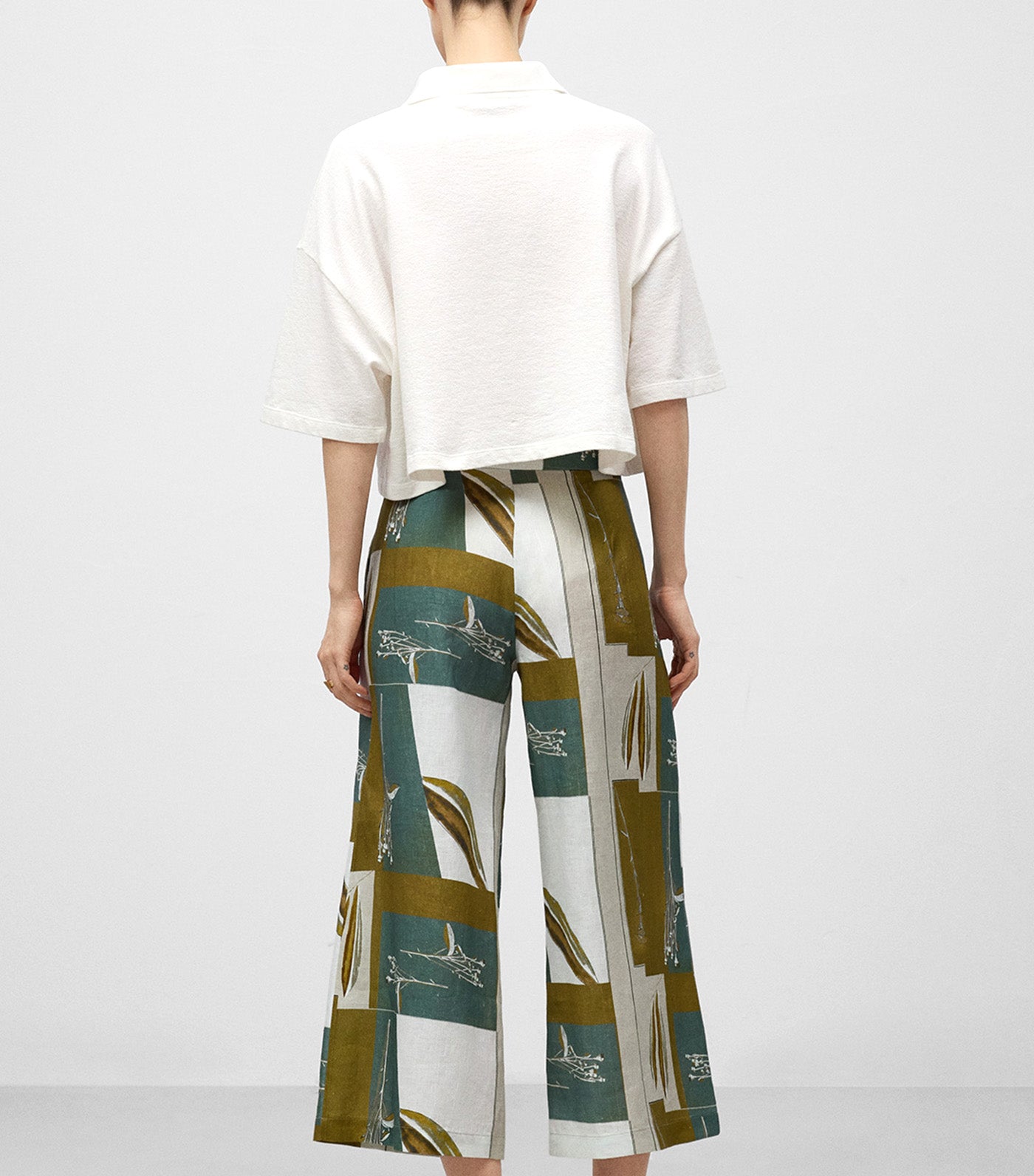 European Linen Printed Trousers Flower Print