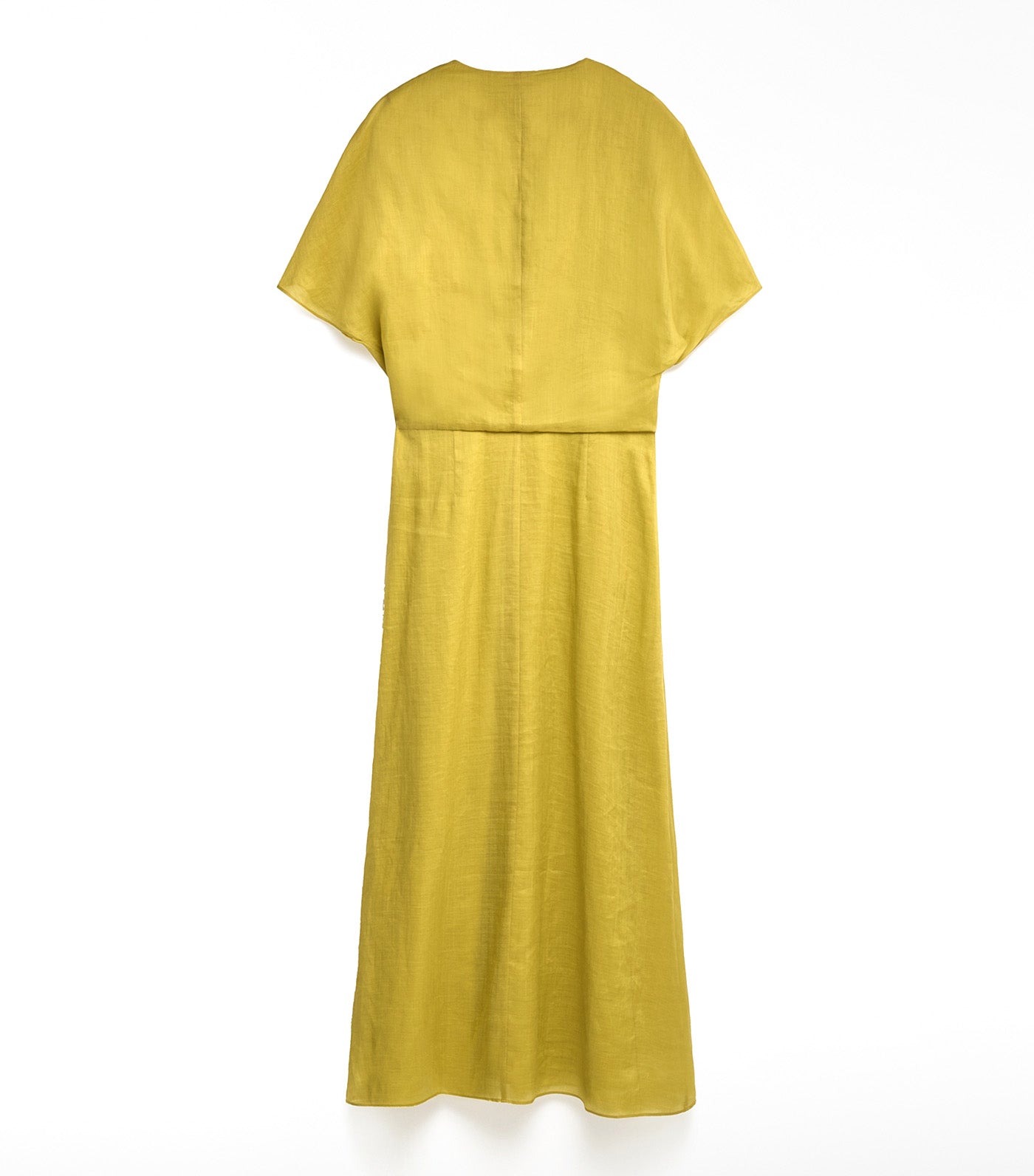 Ramie Midi Dress with Bow Yellow